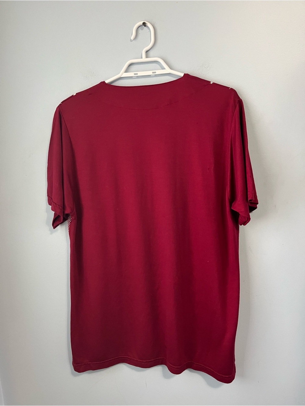 Fendi Wine Red Short Sleeve Top Floral Appliqués White Stripes Relaxed Fit - Picture 2 of 5